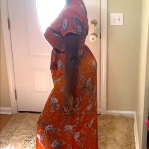 Burnt Orange Maxi Wrap Dress